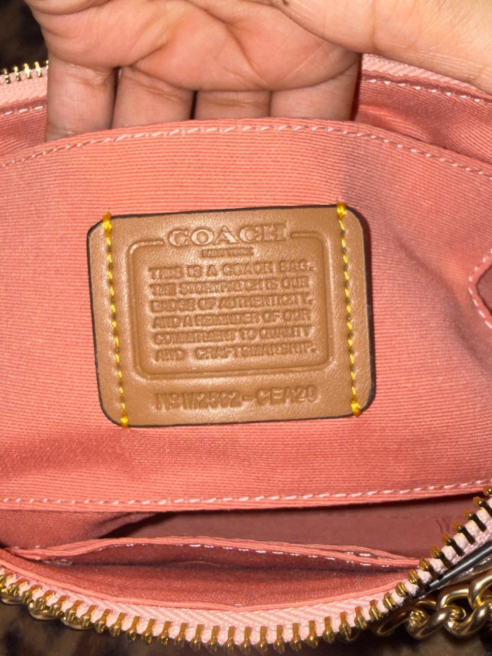 COACH Powder Pink Signature Chain Teri Shoulder Bag with Floral Charm - Picture 10 of 11